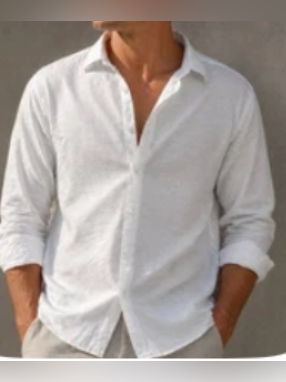 Banana Republic Mens Shirt Size L Tailored Slim Fit White Cotton Linen Blend L